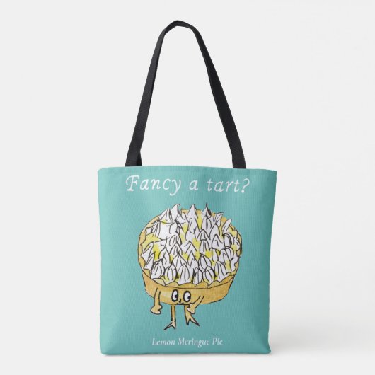 Tote Bag Fancy a Tart Funny Lemon Meringue Pie Quirky Devis (Dos)