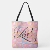 Tote Bag Fancy LOVE Calligraphie Script Lettrer Coeur rose (Dos)