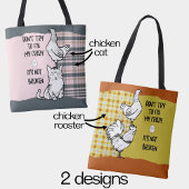 Tote Bag Fantaisie Chat et Poulet Rose Plaid