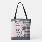 Tote Bag Fantaisie Chat et Poulet Rose Plaid (Dos)