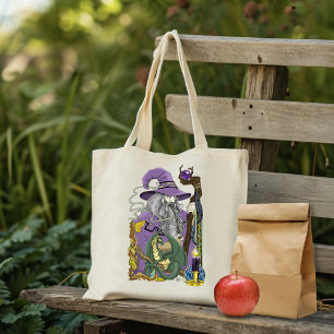 Tote Bag Fantaisie de dragon sorcier violet