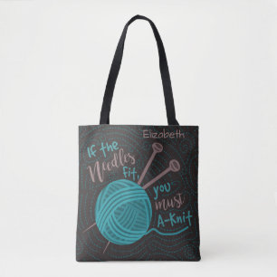 Tote Bag Fantaisie de Tricot Ajouter un nom de noeud