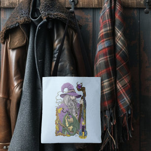 Tote Bag Fantaisie Dragon Sorcier Violet