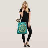 Tote Bag Fantaisie Mandala Bleu Or (Sur le modèle)
