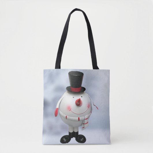 Tote Bag Fantaisie Rond Snowman Noël (Devant)