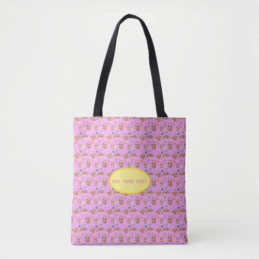 Tote Bag Fantaisie rose flot | Ajouter votre texte (Devant)