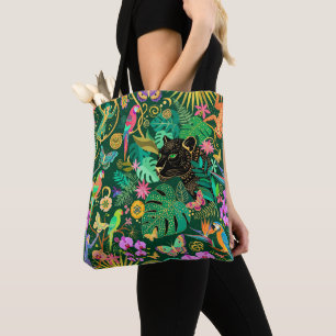 Tote Bag Fantasie surréaliste exotique dorée de la jungle