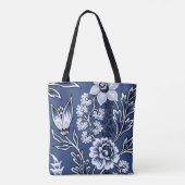 Tote Bag Fantastic Flowers (Blue) Fine Art (Dos)