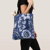 Tote Bag Fantastic Flowers (Blue) Fine Art (De près)