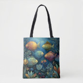 Tote Bag Fantasy Aquarium Whimsical Fish  (Devant)