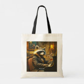 Tote Bag Fantasy Cute Piano Racoon Playing (Dos)