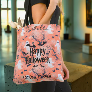 Tote Bag Fantôme d'Halloween Mignon et Personnalisable avec