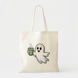 Tote Bag Fantôme effrayant d'Halloween tenant un matcha