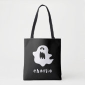 Tote Bag fantôme éffrayant et nom Halloween (Devant)