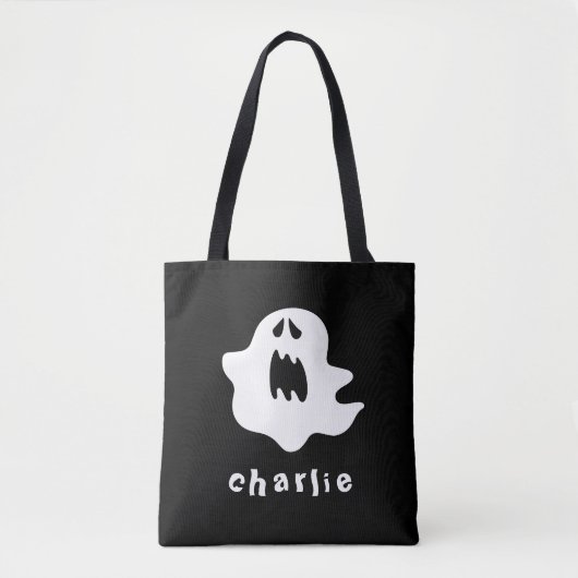 Tote Bag fantôme éffrayant et nom Halloween (Devant)