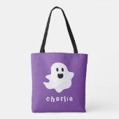 Tote Bag fantôme éffrayant et nom violet Halloween (Dos)