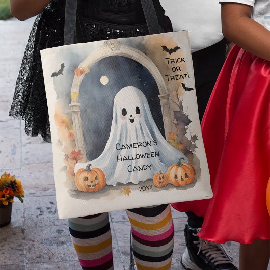 Tote Bag Fantôme Halloween Trou ou traiter bonbon