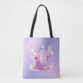Tote Bag Fantôme violet et rose violet et Halloween bleu (Devant)