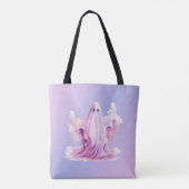 Tote Bag Fantôme violet et rose violet et Halloween bleu (Dos)