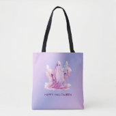 Tote Bag Fantôme violet et rose violet et Halloween bleu (Devant)