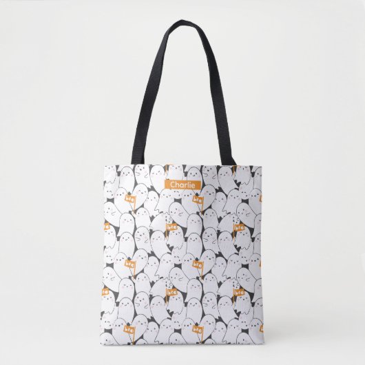 Tote Bag Fantômes bondés mignons avec drapeaux Boo (Devant)