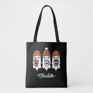 Tote Bag Fantômes d'Halloween mignon personnalisés Noir