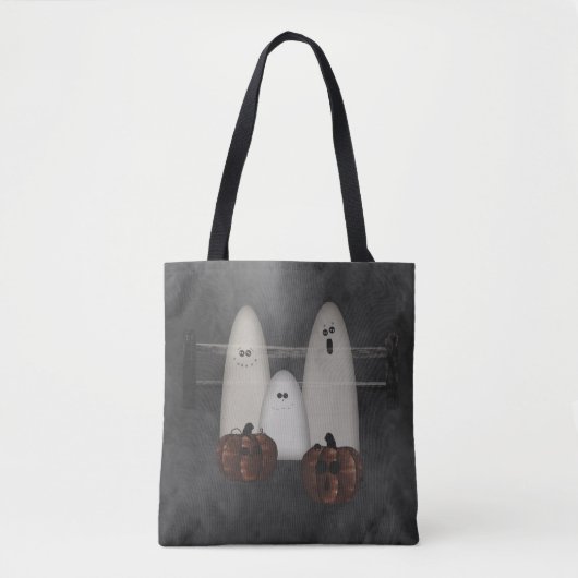 Tote Bag Fantômes Et Halloween Citrouille (Devant)