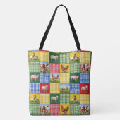 Tote Bag Farm Animals and Gingham Patchwork Quilt (Dos)