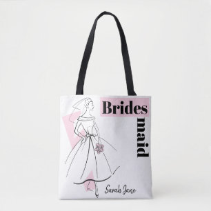 Tote Bag Fashion Bride Pink Bridesmaid Nom fourre-tout rose