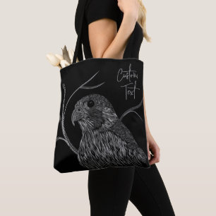 Tote Bag Faucon pèlerin dans les branches de l'arbre avec é