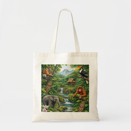 Tote Bag Faune de la forêt tropicale de Bornéo (Devant)
