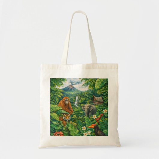 Tote Bag Faune de la forêt tropicale de Sumatra, Volcan et (Devant)