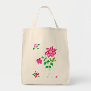 Tote Bag Faux appliqués rose et blanc Faux