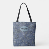 Tote Bag Faux Blue Suede et Western Blue Paisley (Dos)