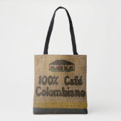 TOTE BAG FAUX BURLAP COLUMBIAN COFFEE BAG PURING FOURRE-TOU (Devant)