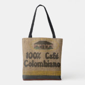 TOTE BAG FAUX BURLAP COLUMBIAN COFFEE BAG PURING FOURRE-TOU (Dos)