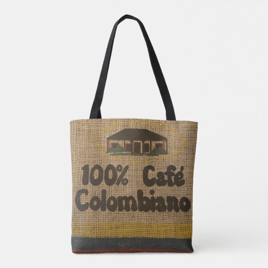 TOTE BAG FAUX BURLAP COLUMBIAN COFFEE BAG PURING FOURRE-TOU (Dos)