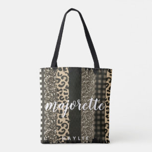 Tote Bag Faux Cheetah et Parties scintillant Majorette pers