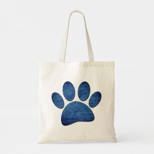 Tote Bag Faux Denim Jeans Chien Paw Texture imprimée (Dos)