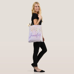 Tote Bag Faux Gold Confetti sur Purple Aquarelle Ajouter un