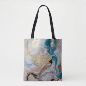 Tote Bag Faux Gold Glittery Heart Cool Gold Marble Texture (Devant)
