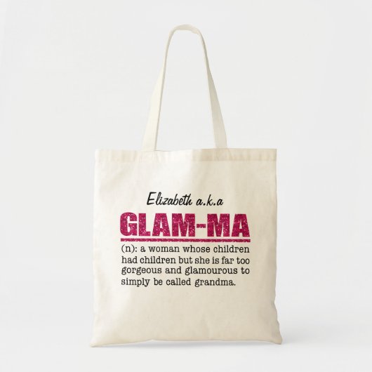 Tote Bag Faux Hot Pink Parties scintillant Glam-Ma (Devant)