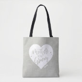 Tote Bag Faux Linen coeur & écriture mère du marié (Devant)