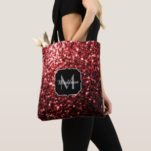 Tote Bag Faux paillettes rouge foncé éclats de glamour Mono