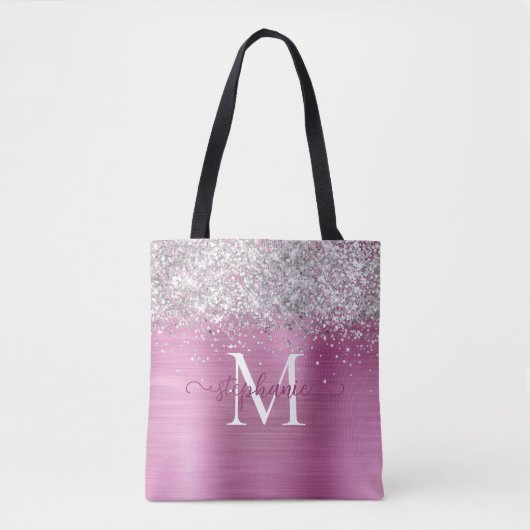 Tote Bag Faux-Parties scintillant argent Glam rose Personna (Devant)
