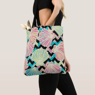 Tote Bag Faux Parties scintillant Coquillages Chevron