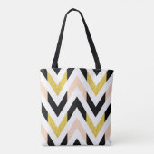 Tote Bag Faux Parties scintillant Gold, Noir, Blanc Chevron (Dos)