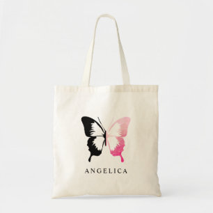 Tote Bag Faux Pink Foil et Black Butfly