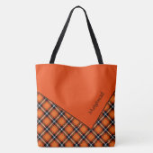 Tote Bag Faux Plaid Orange Stylé Plié Sur Personnalisé (Dos)