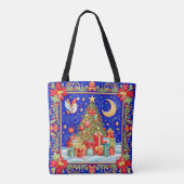 Tote Bag Faux Revêtement Brodé Arbre de Noël Décoré (Dos)